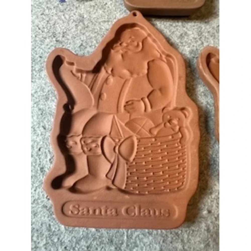 Longaberger Pottery Christmas Cookie Mold Set 5 Father Christmas St Nick 90-93